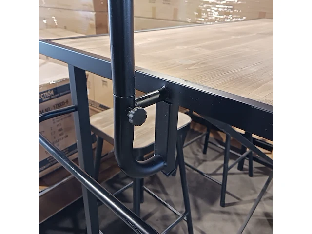 Bar tafel met mdf blad, 4 barkrukken en verlichting, yz 1005, zwart - afbeelding 9 van  10