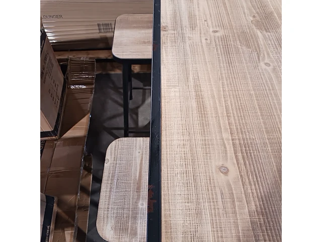 Bar tafel met mdf blad, 4 barkrukken en verlichting, yz 1005, zwart - afbeelding 10 van  10