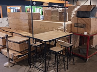 Bar tafel met mdf blad, 4 barkrukken en verlichting, yz 1005, zwart - afbeelding 4 van  10