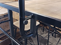 Bar tafel met mdf blad, 4 barkrukken en verlichting, yz 1005, zwart - afbeelding 9 van  10