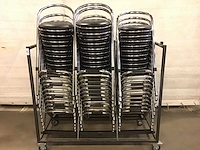 Barkruk (33x) chrome met zwarte zitting inclusief transportkar - afbeelding 1 van  3