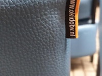 Barkrukken - met blauwe ledere zitting - 2 stuks - afbeelding 3 van  4