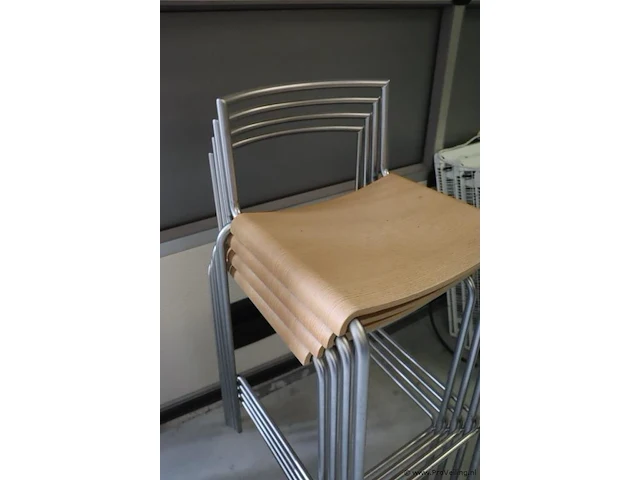 Barkrukken hout/metaal - 4 stuks - afbeelding 2 van  6