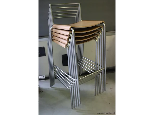 Barkrukken hout/metaal - 5 stuks - afbeelding 1 van  5