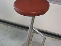 Barkrukken met voetensteun - leer gestoffeerd met rvs onderstel - 4 stuks - afbeelding 2 van  3