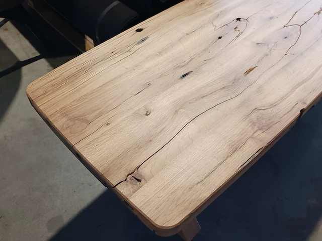 Barnwood salontafel deen ovaal x-poot, bruin - afbeelding 4 van  12