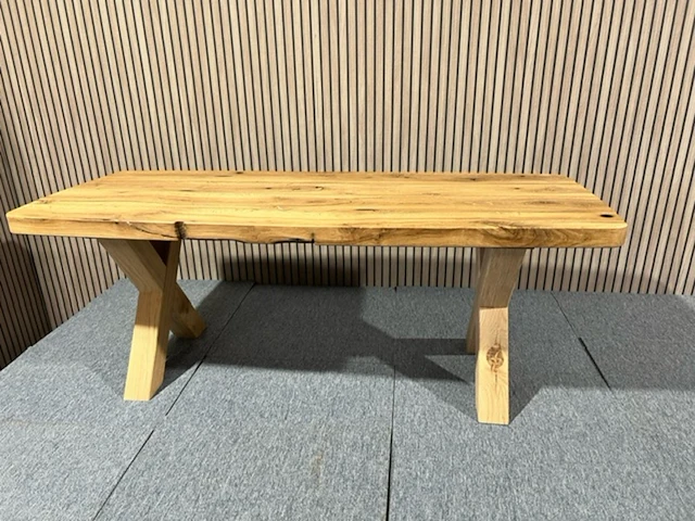 Barnwood salontafel deen ovaal x-poot, bruin - afbeelding 1 van  12