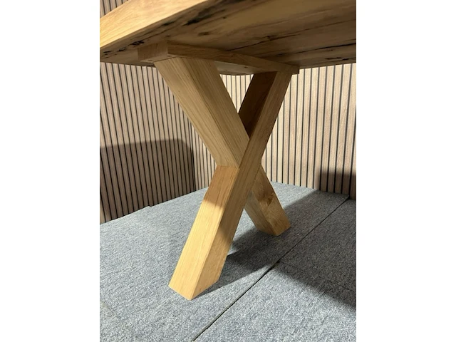 Barnwood salontafel deen ovaal x-poot, bruin - afbeelding 5 van  12