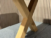 Barnwood salontafel deen ovaal x-poot, bruin - afbeelding 5 van  12