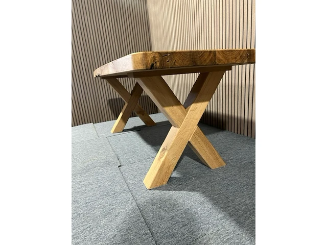 Barnwood salontafel deen ovaal x-poot, bruin - afbeelding 6 van  12