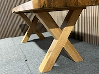 Barnwood salontafel deen ovaal x-poot, bruin - afbeelding 6 van  12