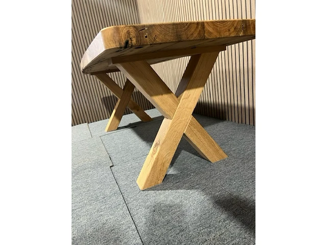 Barnwood salontafel deen ovaal x-poot, bruin - afbeelding 7 van  12