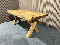 Barnwood salontafel deen ovaal x-poot, bruin - afbeelding 9 van  12
