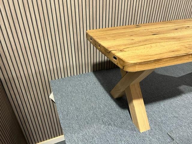 Barnwood salontafel deen ovaal x-poot, bruin - afbeelding 10 van  12