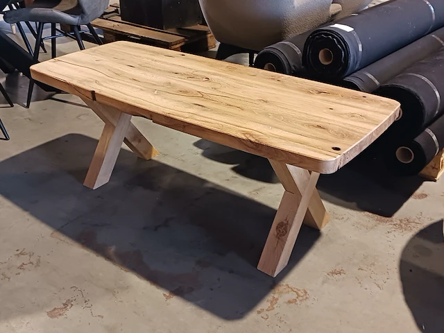 Barnwood salontafel deen ovaal x-poot, bruin - afbeelding 11 van  12