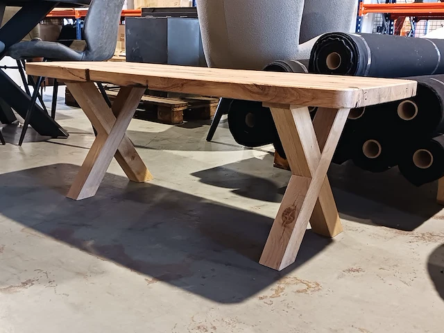 Barnwood salontafel deen ovaal x-poot, bruin - afbeelding 12 van  12