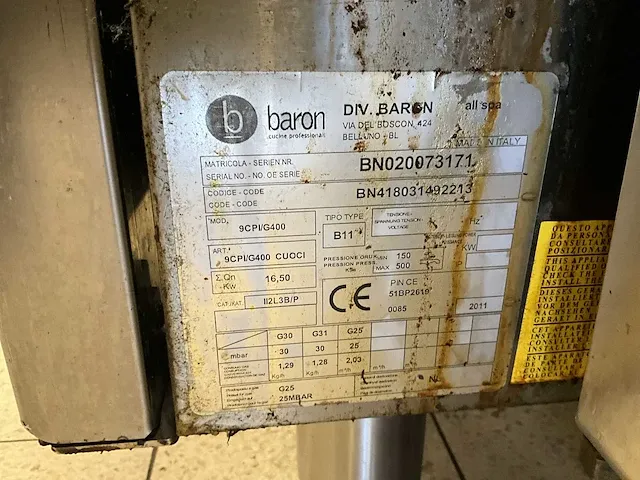Baron 9cpi/g400 gas pastakoker - afbeelding 4 van  6