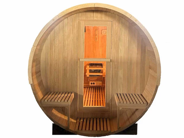 Barrelsauna rond - 200x240 cm - met kachel - afbeelding 2 van  4