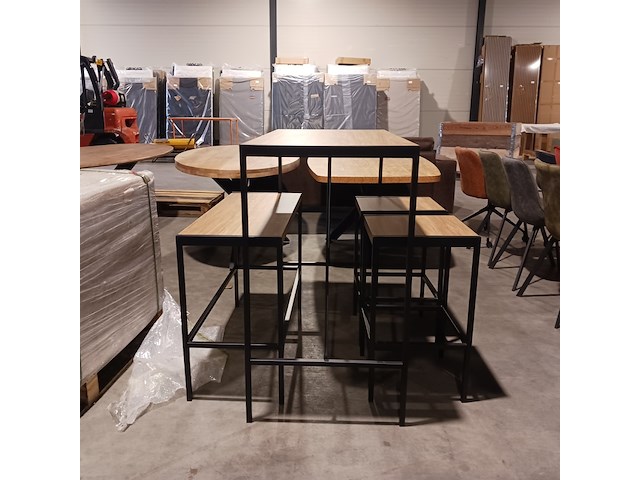 Bartafel met 2x kruk en bankje - afbeelding 2 van  6