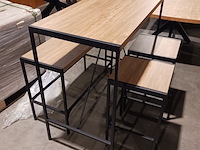 Bartafel met 2x kruk en bankje - afbeelding 3 van  6
