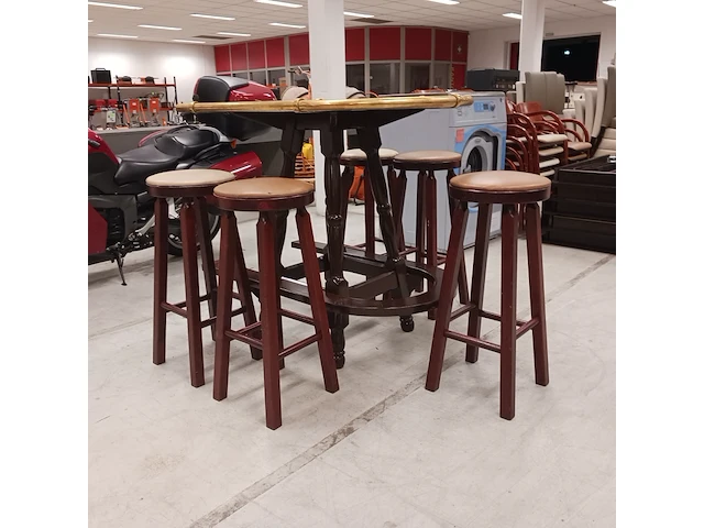 Bartafel met 6 krukken, bruin - afbeelding 2 van  9