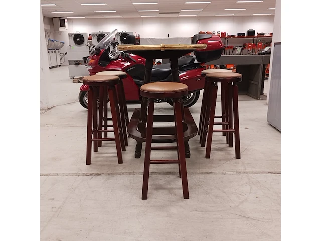 Bartafel met 6 krukken, bruin - afbeelding 3 van  9