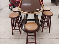 Bartafel met 6 krukken, bruin - afbeelding 4 van  9