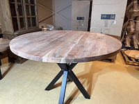 Bartafel, naturel acaciahout, zwart metalen spinpoot - afbeelding 2 van  5