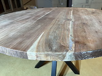 Bartafel, naturel acaciahout, zwart metalen spinpoot - afbeelding 3 van  5