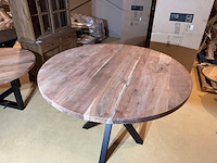 Bartafel, naturel acaciahout, zwart metalen spinpoot - afbeelding 5 van  5