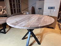 Bartafel, naturel acaciahout, zwart metalen spinpoot - afbeelding 2 van  4