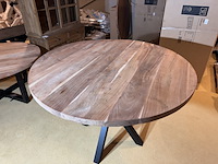 Bartafel, naturel acaciahout, zwart metalen spinpoot - afbeelding 4 van  4