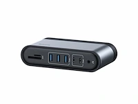 Baseus werkstation multifunctionele type-c hub adapter (cn+uk+eu) donkergrijs - afbeelding 1 van  4