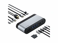 Baseus werkstation multifunctionele type-c hub adapter (cn+uk+eu) donkergrijs - afbeelding 3 van  4