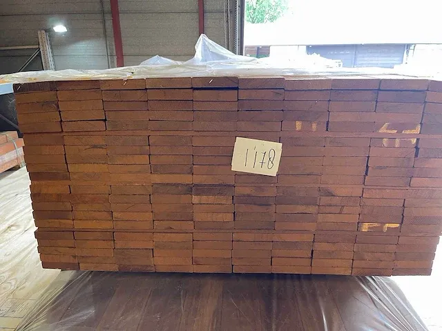 Basralocus hardhouten planken geschaafd 21x95mm, lengte 125cm (200x) - afbeelding 3 van  3