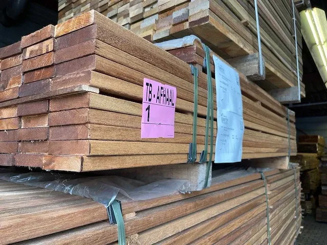 Basralocus hardhouten planken geschaafd 21x95mm, lengte 25/155cm 97/185cm (122x) - afbeelding 2 van  3