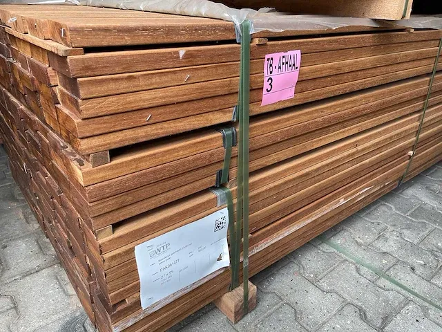 Basralocus hardhouten planken geschaafd 27x95mm, lengte 100/365cm 60/305cm 40/335cm (200x) - afbeelding 2 van  3