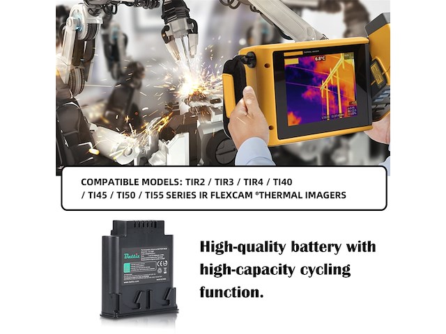 Battiz vervangende accupack tztsbp voor flk irflexcam thermal phaser ti40/ti45/ti50/ti55 serie 6400 mah/47 wh - afbeelding 2 van  4