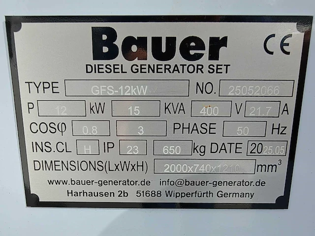 Bauer - 2025 - gfs-12kw - noodstroomaggregaat - afbeelding 17 van  18