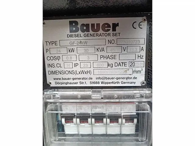 Bauer - gf-24kw - noodstroom aggregaat diesel - 2023 - afbeelding 8 van  9