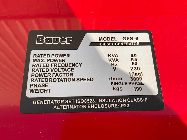 Bauer - gfs-6 - stroomgenerator - afbeelding 8 van  8