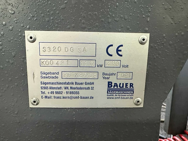 Bauer - s320 dgh - horizontale lintzaagmachine met digitale bomar aanslag - 2021 - afbeelding 25 van  26