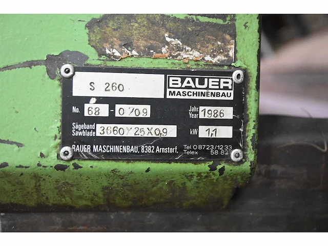 Bauer s260 bandzaagmachine met rollenbanen - afbeelding 4 van  8