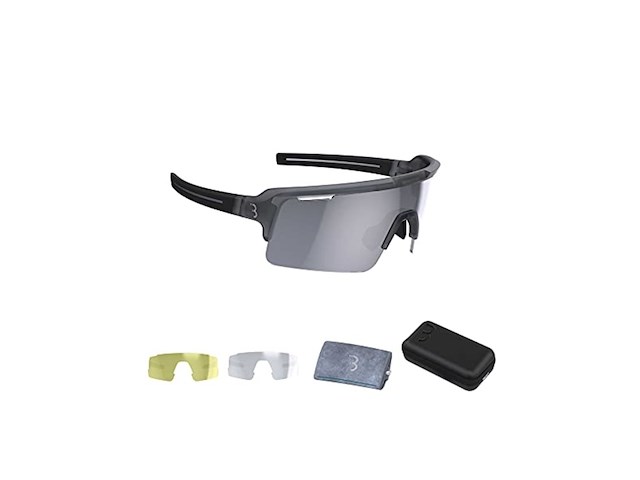 Bbb cycling fuse pc mlc zilver fietsbril - anti condens zonnebril - 3 lichtgewicht lenzen - transparant grijs - bsg-65 - afbeelding 2 van  4