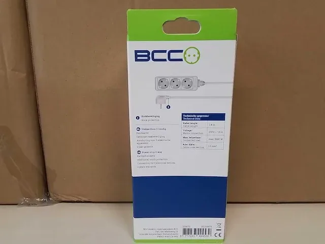 Bcc - stekkerdoos 3-voudig wit 1.5m kabel (144x) - afbeelding 3 van  4