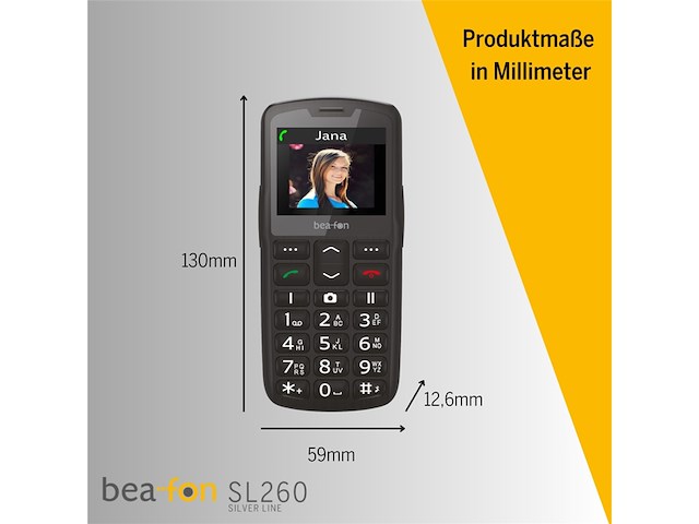 Bea-fon sl260 mobiele telefoon zwart/zilver - afbeelding 4 van  5