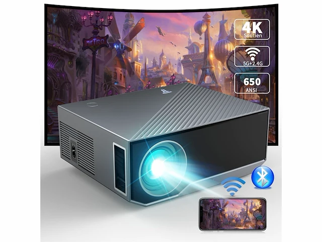 Beamer met 5g wifi bluetooth full hd native 1080p 18000 lumen compatibel met ios/android/hdmi/usb/ps5/tv stick/xbox zwart - afbeelding 1 van  4
