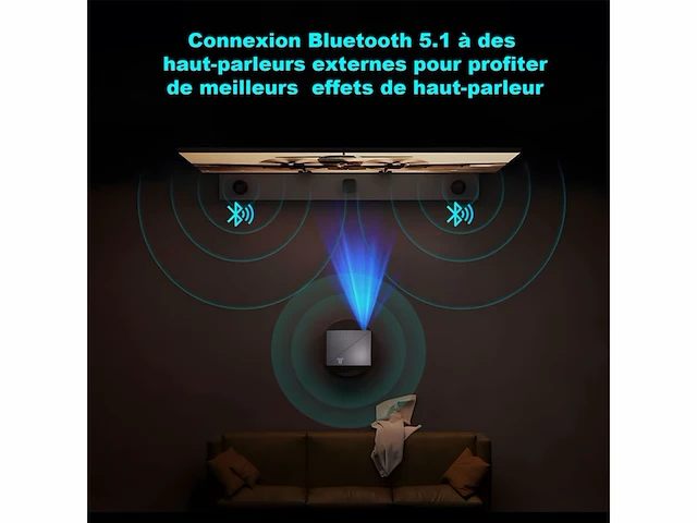 Beamer met 5g wifi bluetooth full hd native 1080p 18000 lumen compatibel met ios/android/hdmi/usb/ps5/tv stick/xbox zwart - afbeelding 2 van  4