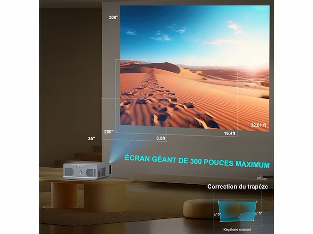 Beamer met 5g wifi bluetooth full hd native 1080p 18000 lumen compatibel met ios/android/hdmi/usb/ps5/tv stick/xbox zwart - afbeelding 3 van  4