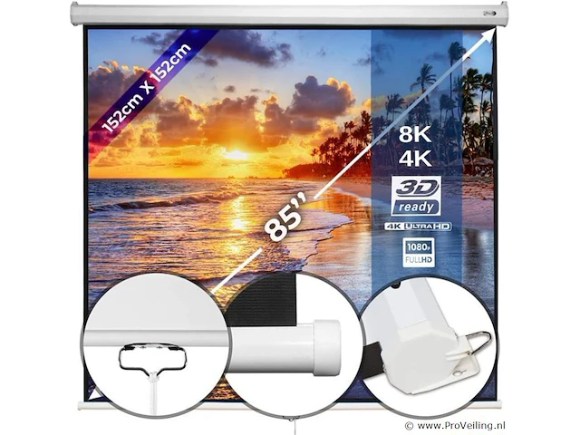 Beamerscherm hd 4k 3d 152 x 152cm - afbeelding 1 van  2